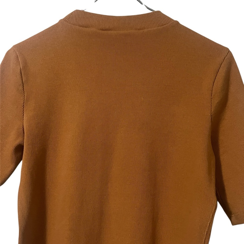 Anthropologie Maeve camel ribbed half sleeve mock neck top - Picture 4 of 10